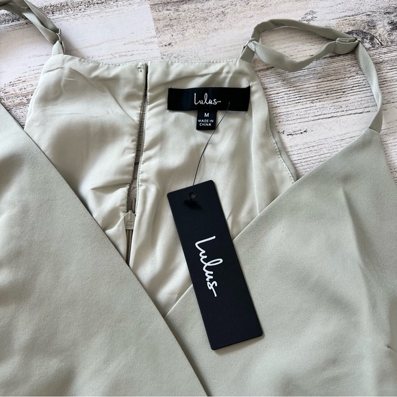 Lulus What a Stunner Sage Green Satin Asymmetrical Mini Dress - Picture 10 of 10